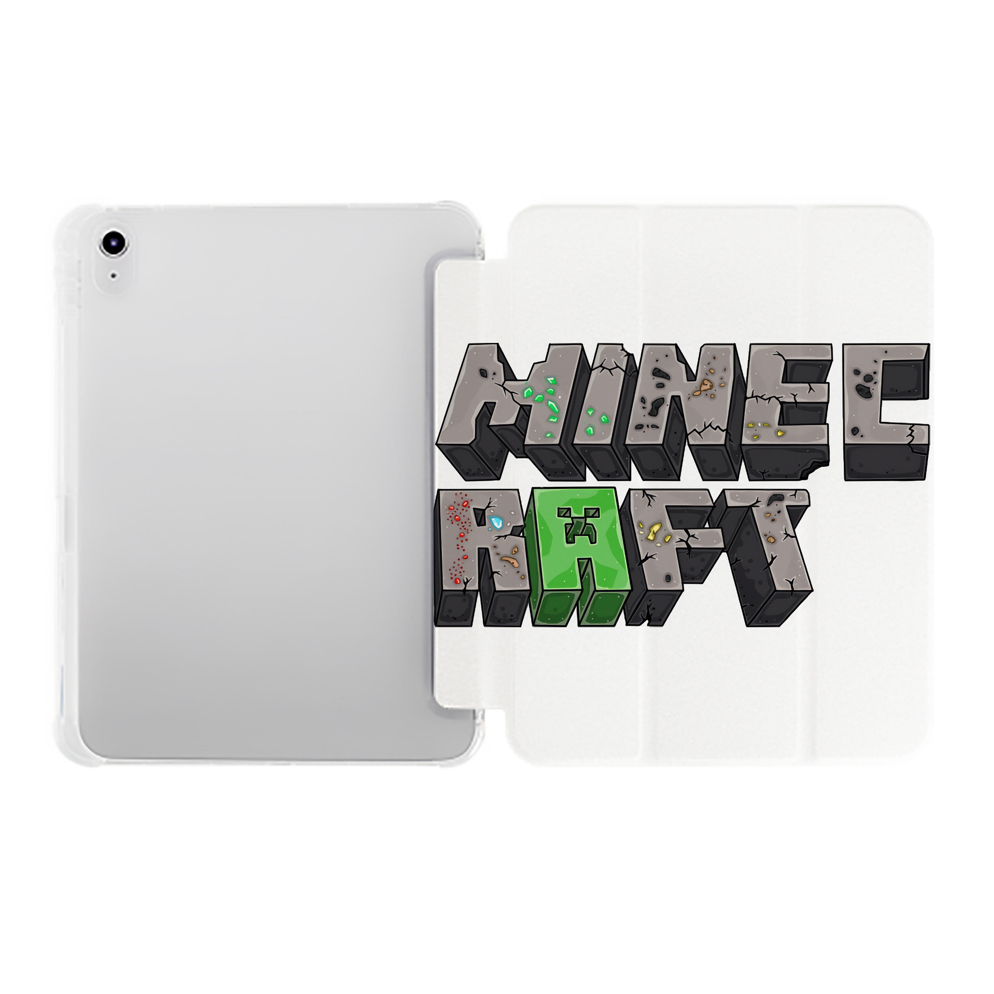 （画像用） マインクラフト ブロックの世界 Minecraft MC Block world IPad ケース ペン収納付き 三つ折りスタンド PUレザー×シリコン 対応機種9.5/10.5/10.9インチ